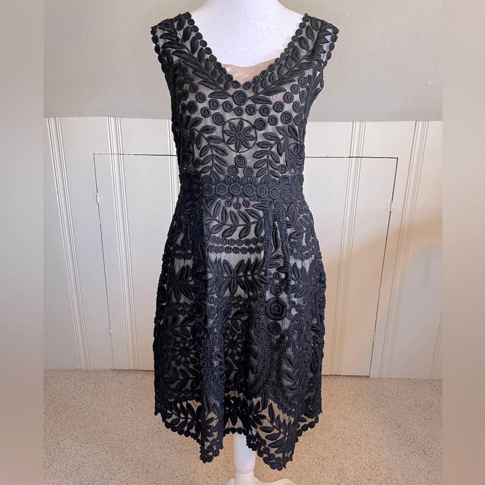 Vintage Anthropologie Black Silk Lace Dress